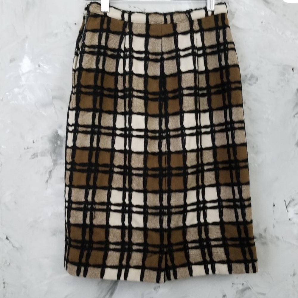 COUNTRY SET 60's Vintage Brown Plaid Wool Skirt